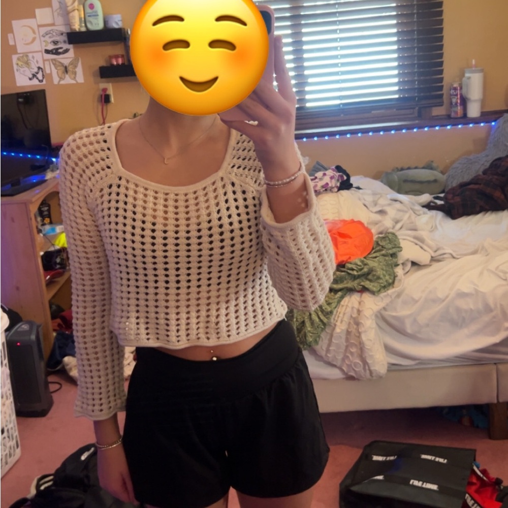 Wild Fable Cream Knit Cropped Top